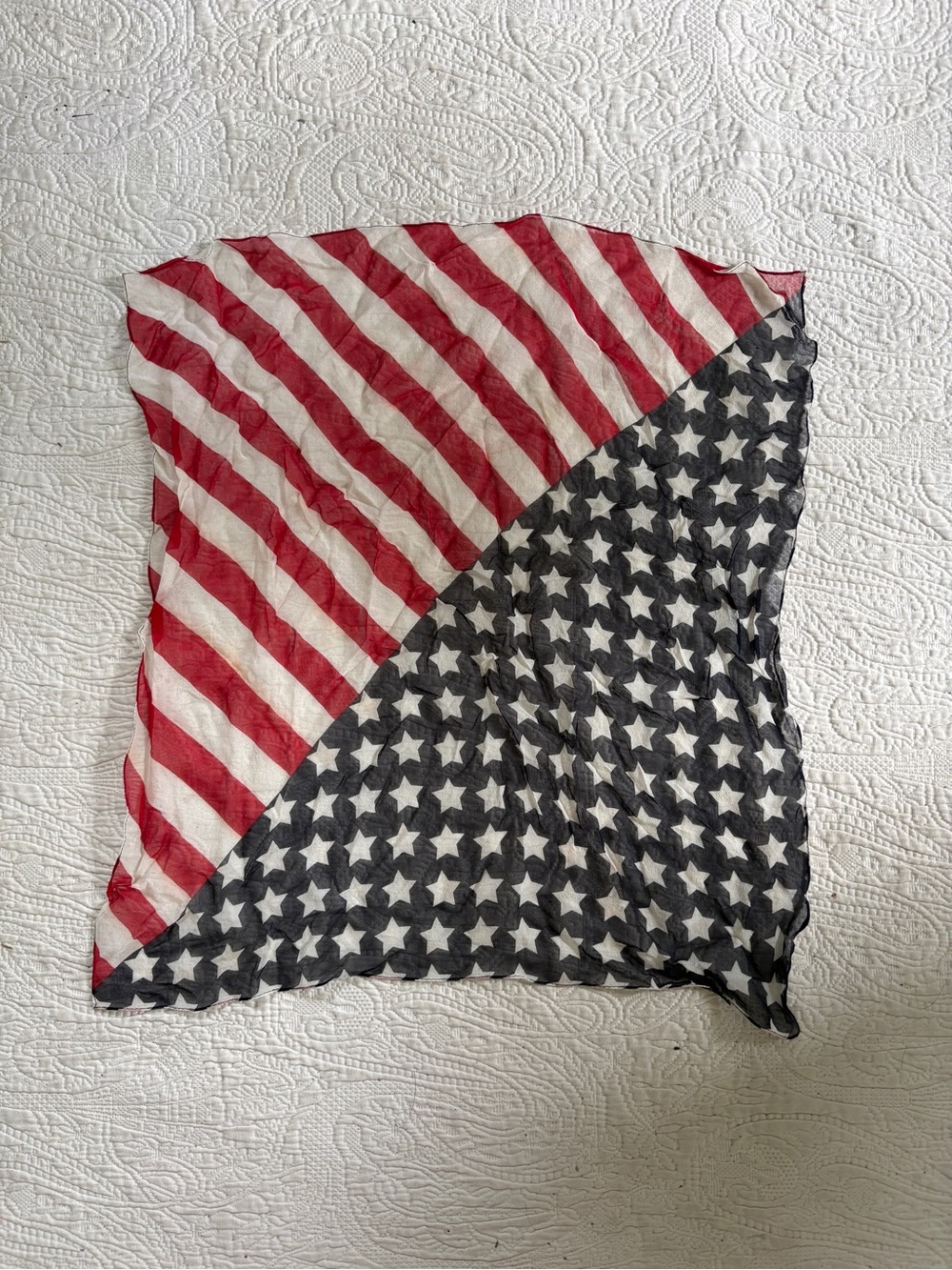 American Striped Red, White, & Blue Sheer Scarf